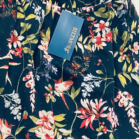 Biltmore womens tier ruffle maxi skirt blue cabernet bouquet bird NWT feminine S - Picture 2 of 8